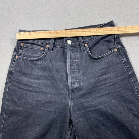 Aritzia Denim Forum‎ The BF High Rise Lose Jeans Women 28L Black Button Fly - Picture 8 of 14
